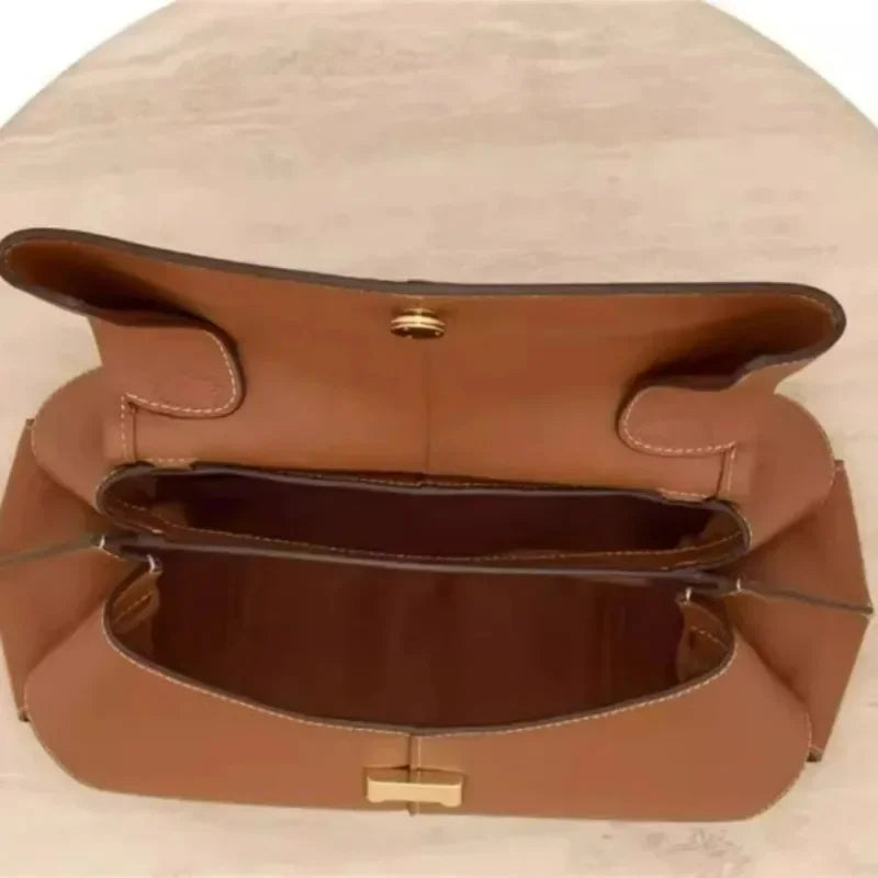 Leather pleated handbag
