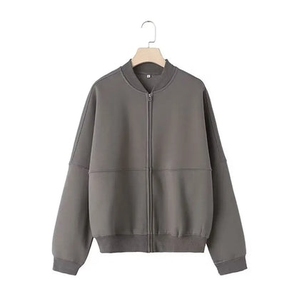 Fall Bomber Jacket Sweatshirt Wide Leg Pants Set