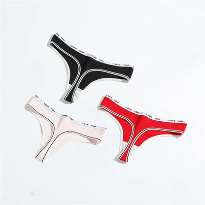 3pcs Ribbed Cotton G String Lingerie