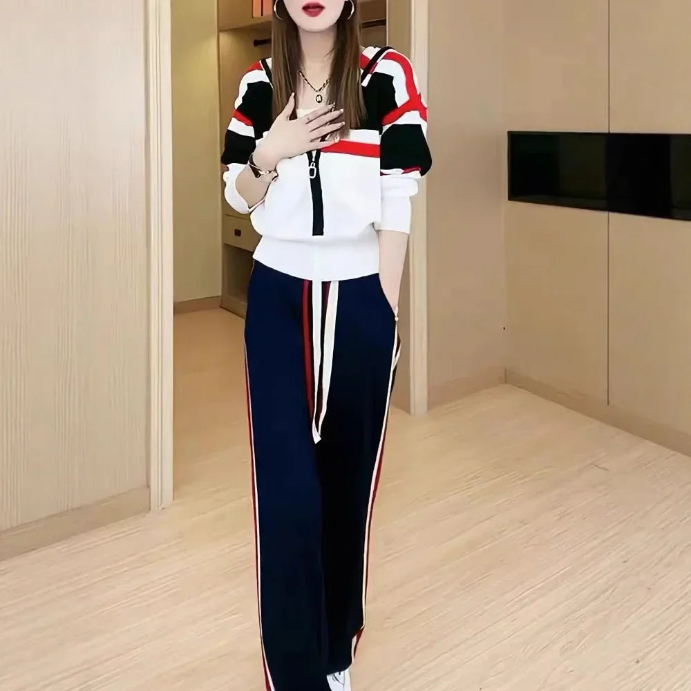 Cardigan Sweatshirt Loose Slimming Sport Set