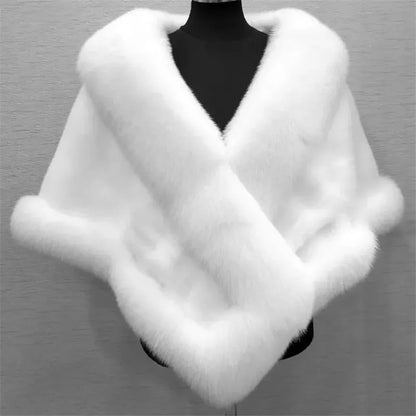 Fur Shawl Autumn Winter Faux Mink Fox Fur Cloak Coats Jacket