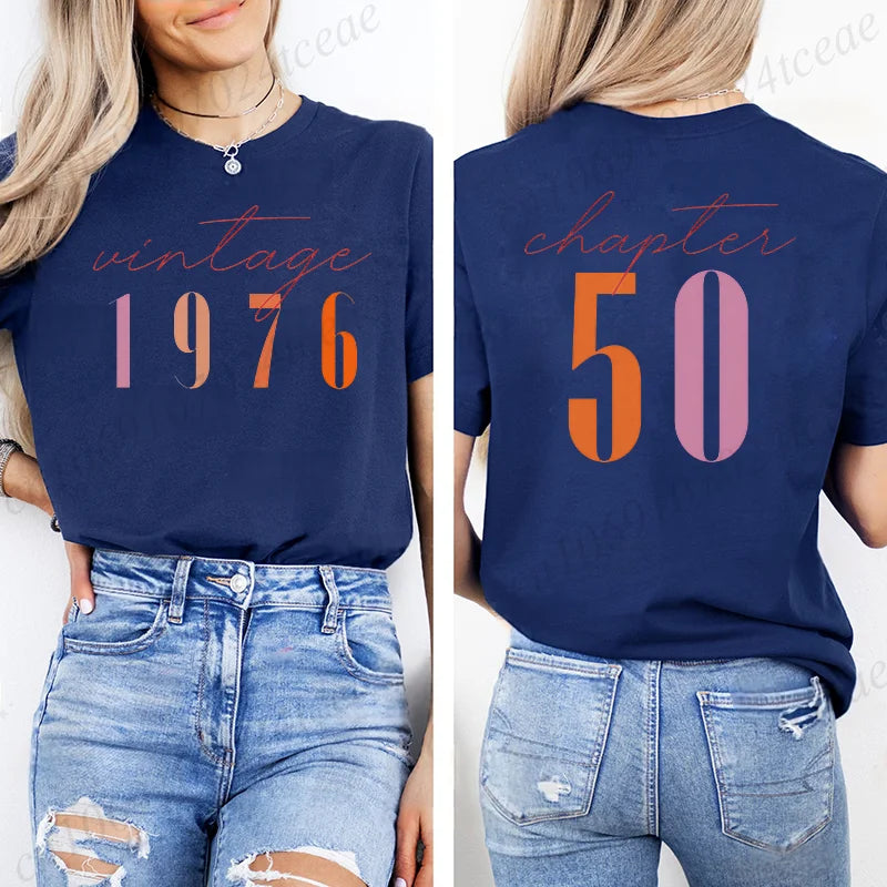 Vintage 50th Birthday Aesthetic Classic 1976 Graphic 50 Bday Shirts