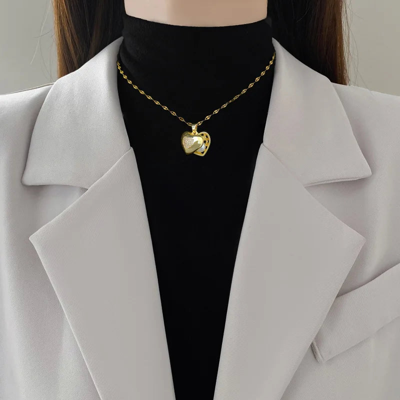 Heart Butterfly Stainless Steel Pendant Necklaces Jewelry