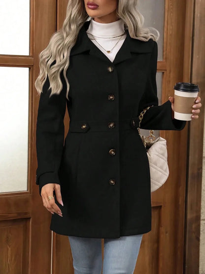 Autumn and Winter Solid Color Woolen Coat