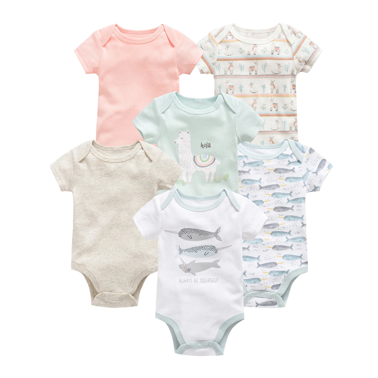3/6 pcs Baby Girls Cotton Short Sleeve Toddler
