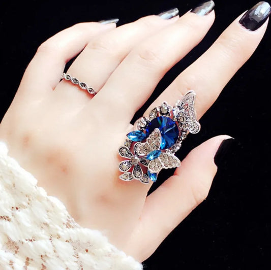 Flower Color Separation Romantic Creative Luxury Gothic Rings