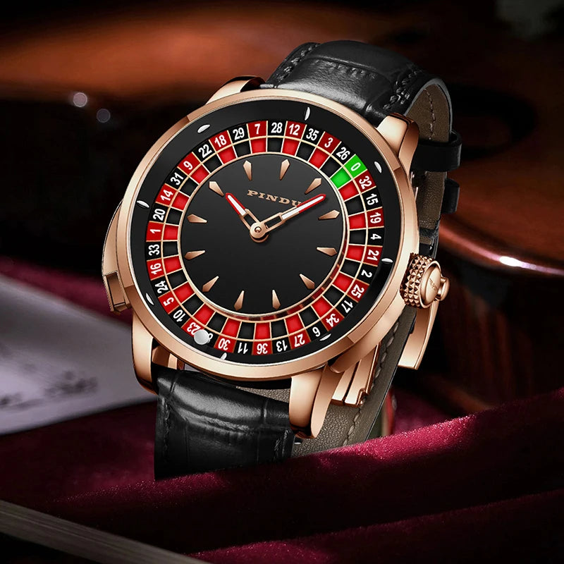 Russian Roulette Game 46MM Mechanical Sapphire Mirror Diamond Dial Watch