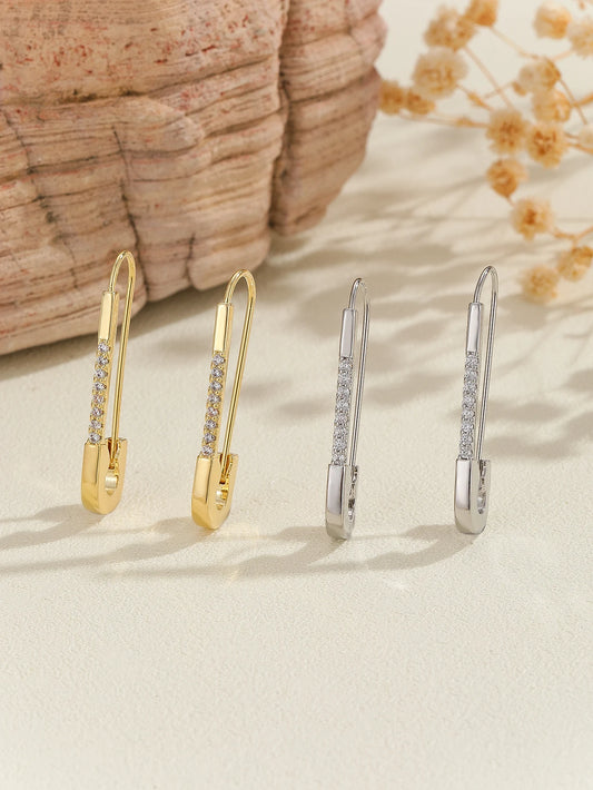 Micro Inlaid Zircon Paper Clip Earrings