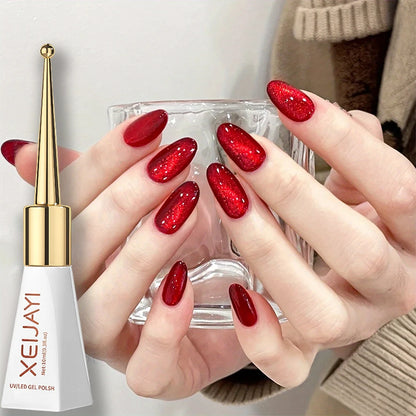 10ml/Bottle Ruby Red Cat Eye Gel Nail Polish Wine Red Cherry Dopamine Glitter Nail Gel
