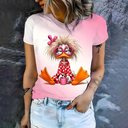 Funny Cartoon Casual Short Sleeve Crew Neck Tee T-Shirts