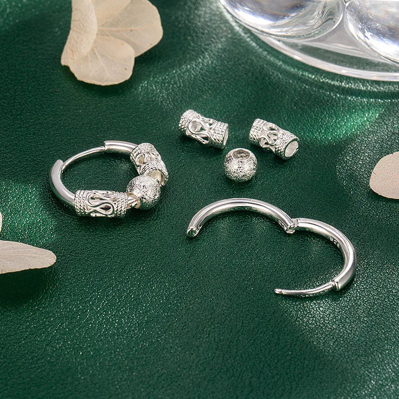 925 Sterling Silver Frosting Hoop Earrings