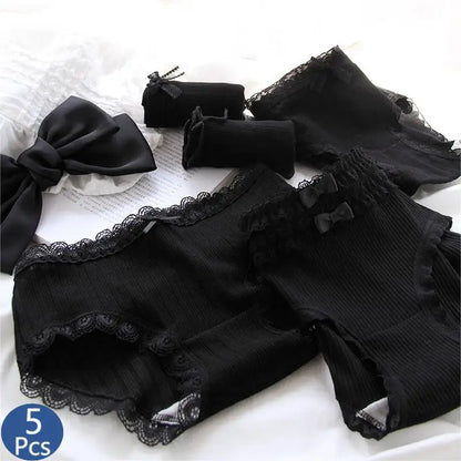 Cotton Sexy Black Underwear Lingerie Set