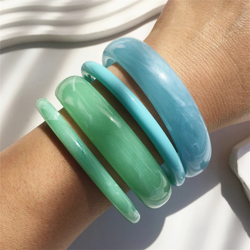 4-Piece Marble Acrylic Resin Bracelet