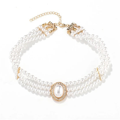 Bridal White Imitation Pearl Necklace Set