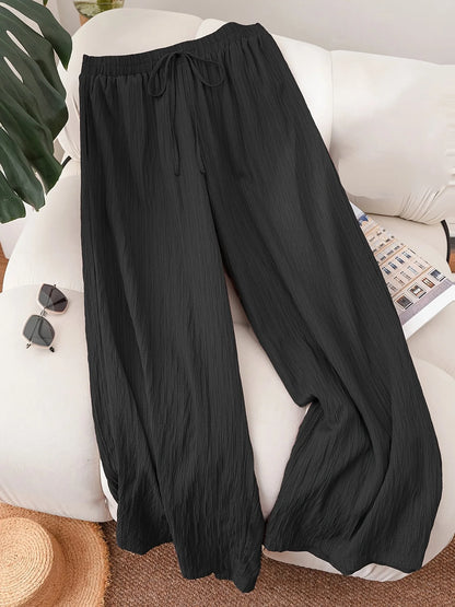 Plus Size Elastic Waist Loose Fit Casual Pants