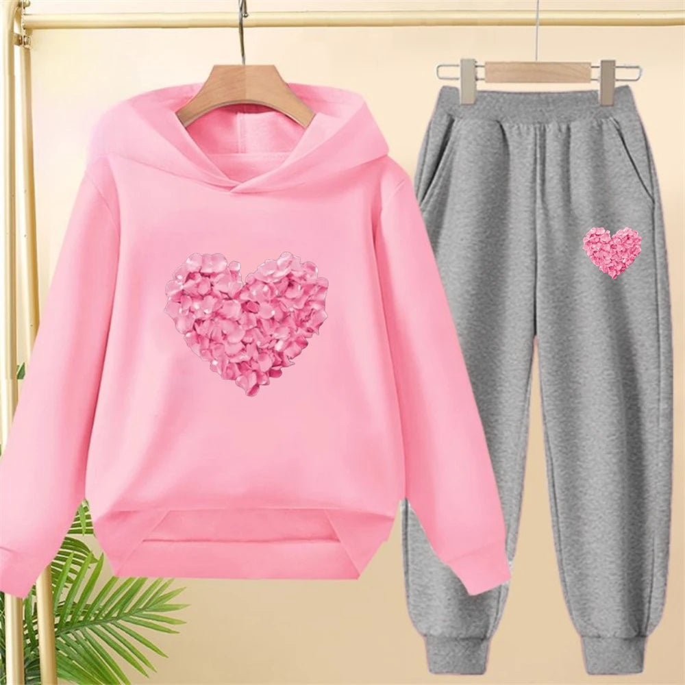 Petals Heart-Shaped Bottom Hoodies  Age 3-12 Coat Casual Toddle Sweatshirt