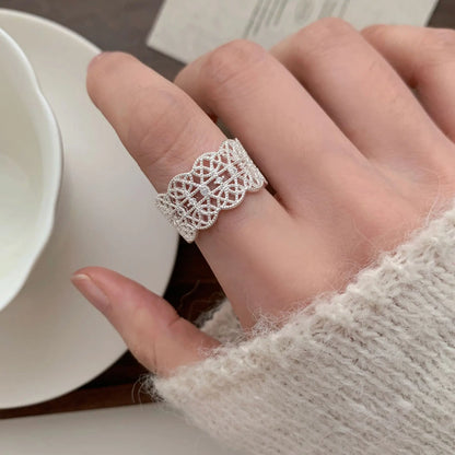 925 Sterling Silver Geometry Crystal Ring