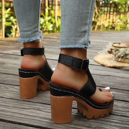 High Heel Thick Heel Open Toe Casual Plus Size Sandals