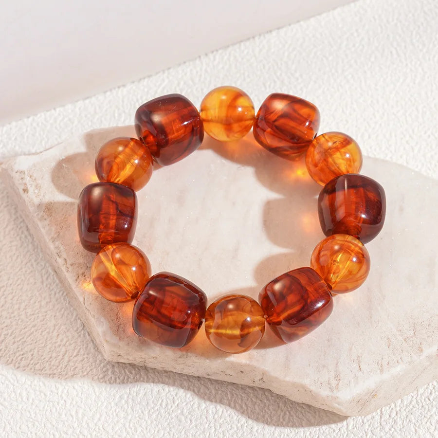 Acrylic Irregular Square Round Beaded Bracelet