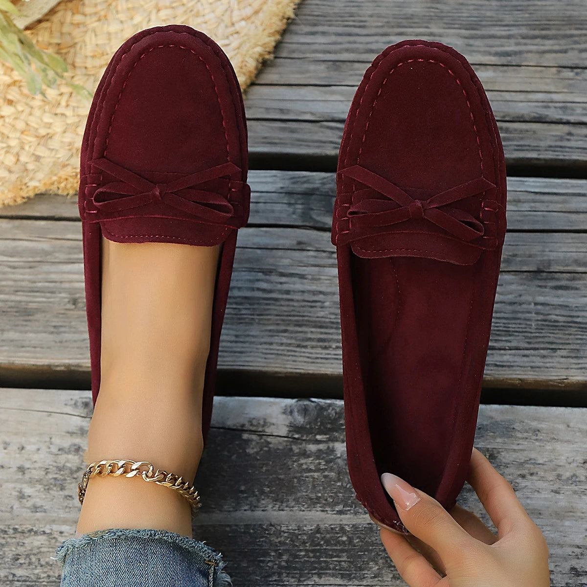 Round Toe Suede Anti Slip Casual Flat Shoes