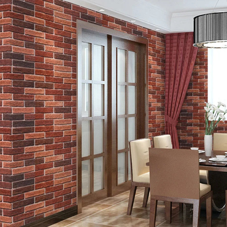Red Brick Waterproof Wall Wallpaper Decoration