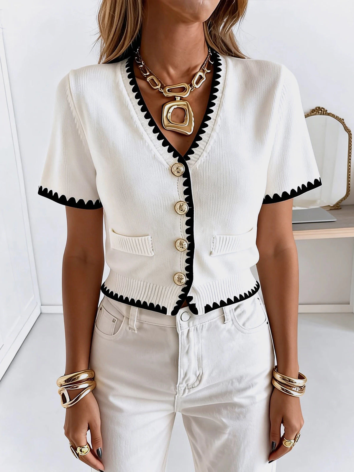 Niche Knit Cardigan Lazy Style V-Neck Cardigan Casual and Elegant Coat Jacket Coat