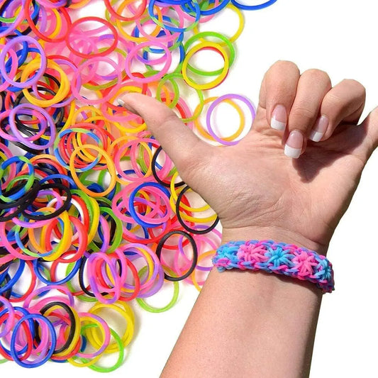 600pcs Elastic Colorful Rubber Loom Wristbands Weaving DIY Craft