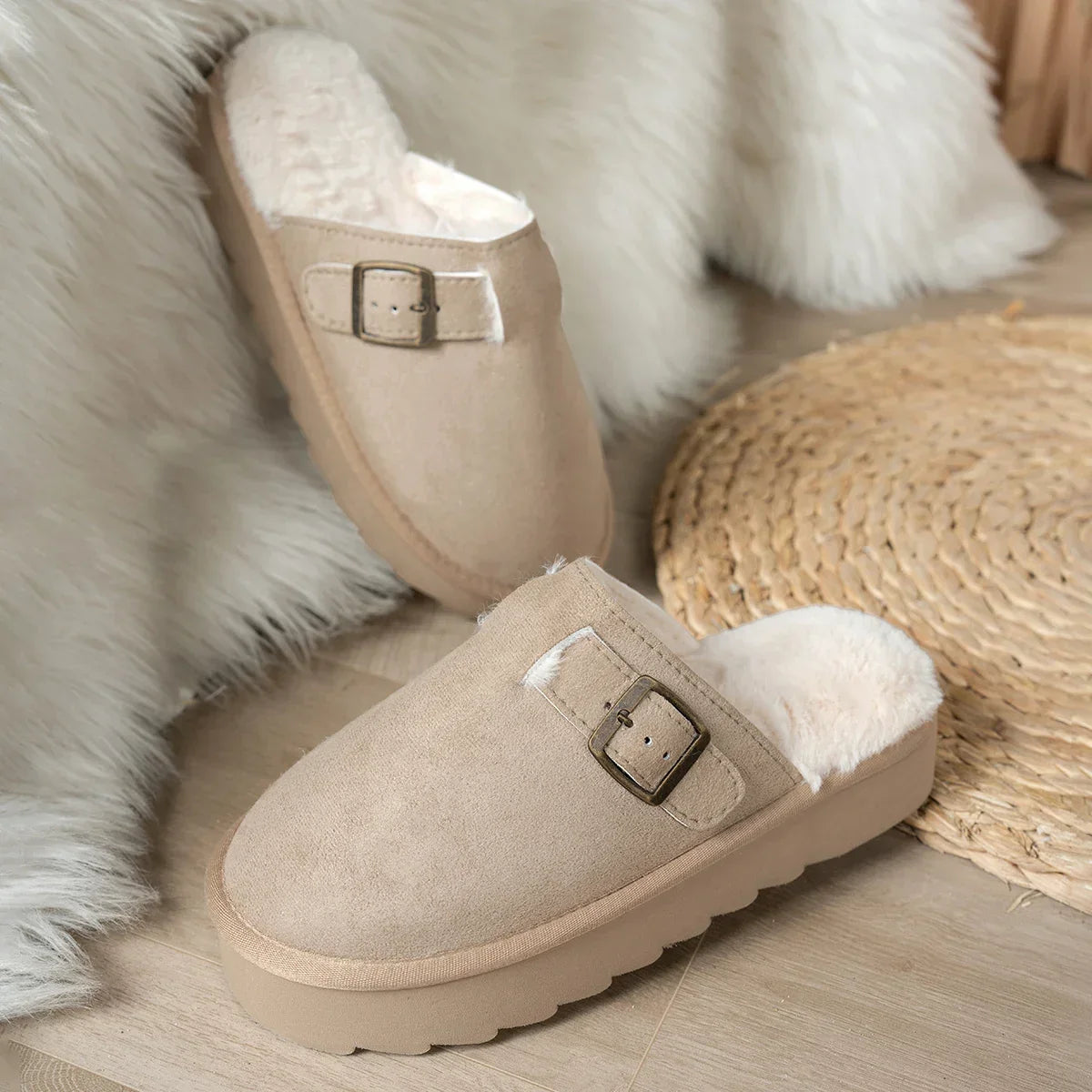 Winter plush lined comfortable indoor Slippers