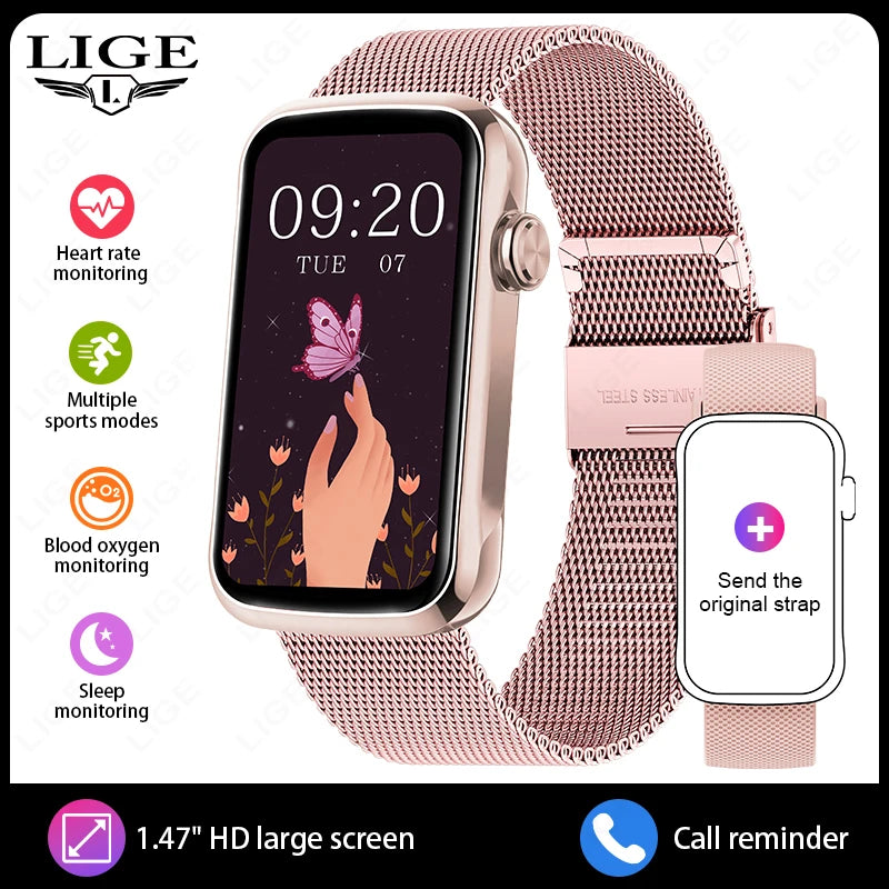 1.47'' Smart Bracelet Heart Rate Step Count Sport Fitness Health Monitor Waterproof Smartwatch