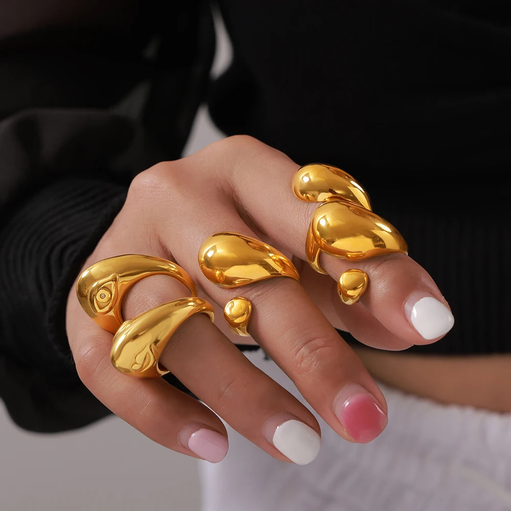 Glamour Shiny Big Zircon Stainless Steel Rings