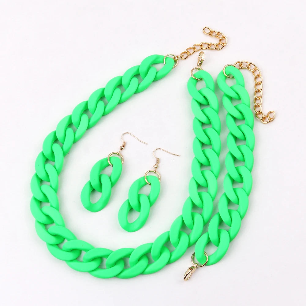 Fish Sheep Acrylic Chunky Chain Choker Necklace