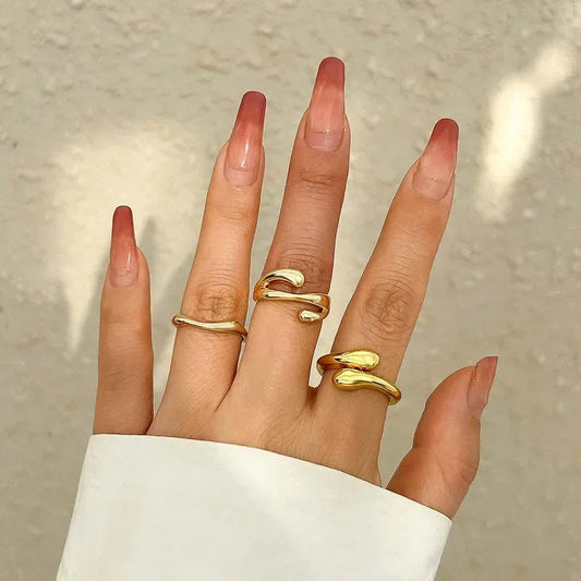 🎁 3Pcs/Set Vintage Gold Water Drop Rings (100% off)