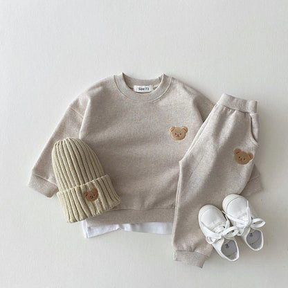 Toddler Baby Fall Girl Sports Bear Sweatshirt Pants Sets