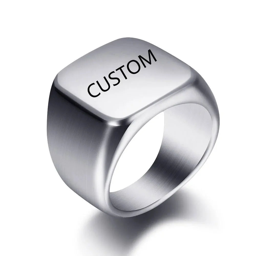 Customized Letter Pattern Logo Stainless Steel Rings