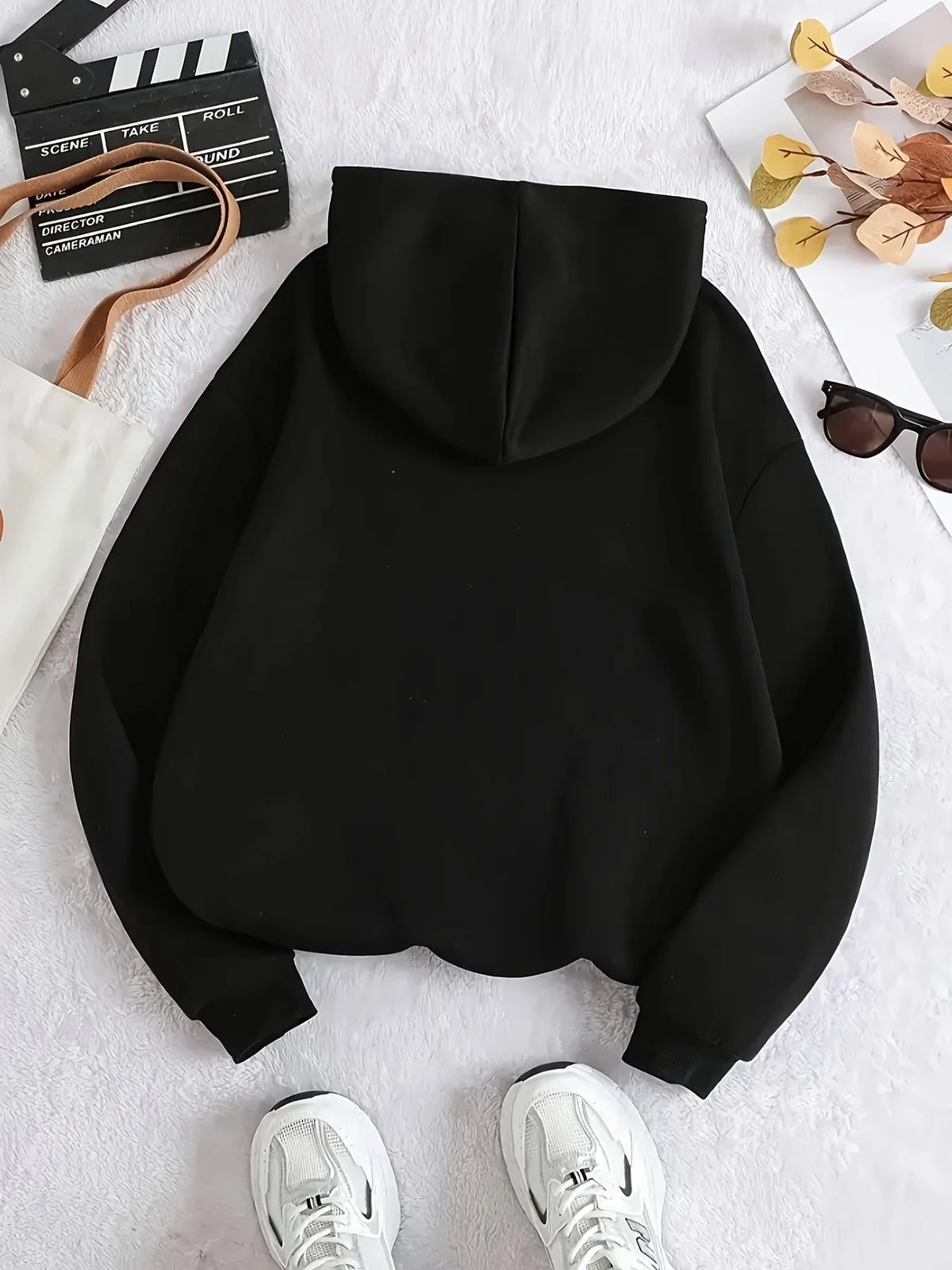 Leopard Print Cherry Letter Printed Round Neck Long Sleeved Hoodies Sweatshirt