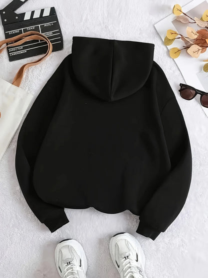 Leopard Print Cherry Letter Printed Round Neck Long Sleeved Hoodies Sweatshirt