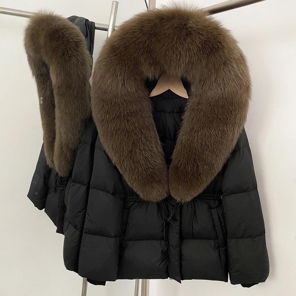 Real Fox Fur Puffer Jacket Coat