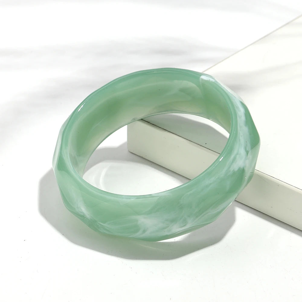 Vintage Acrylic Cuff Irregular Geometric Wide Bangles Bracelets