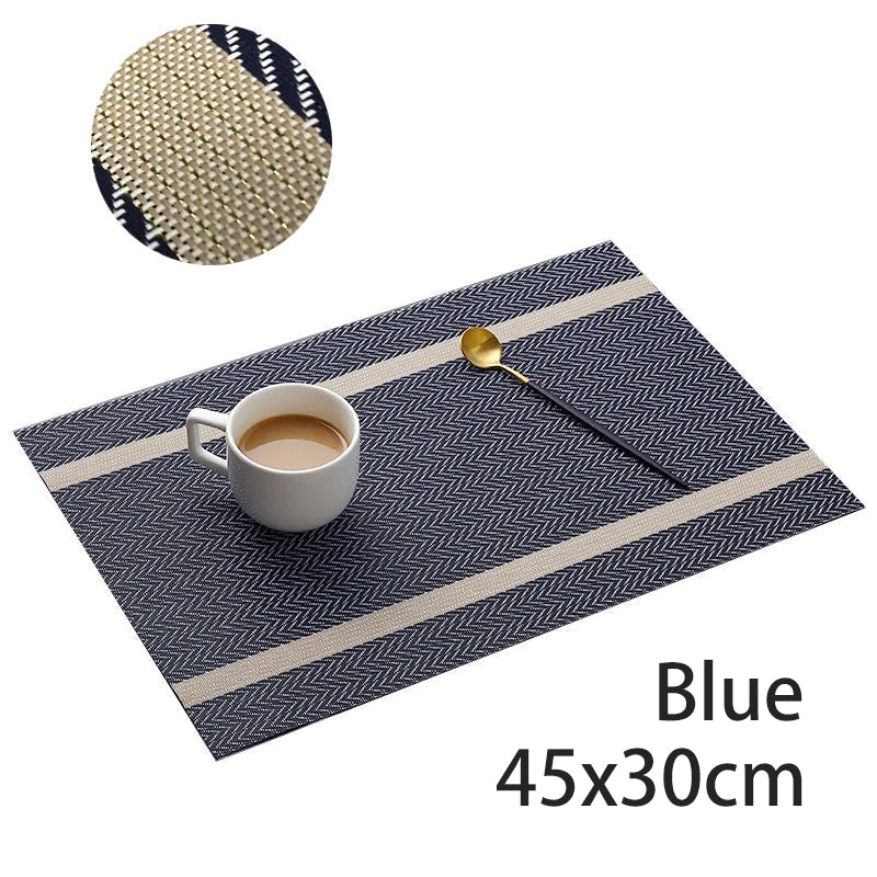 Striped PVC Table Mat Woven Waterproof