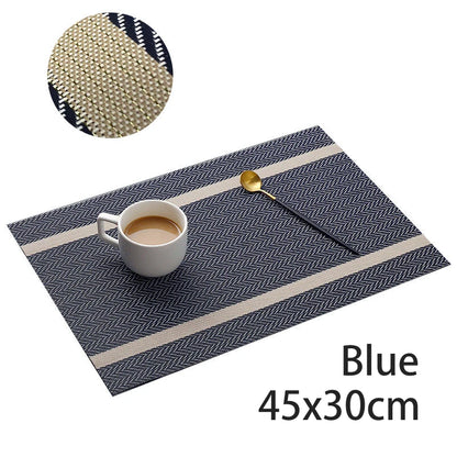 Striped PVC Table Mat Woven Waterproof