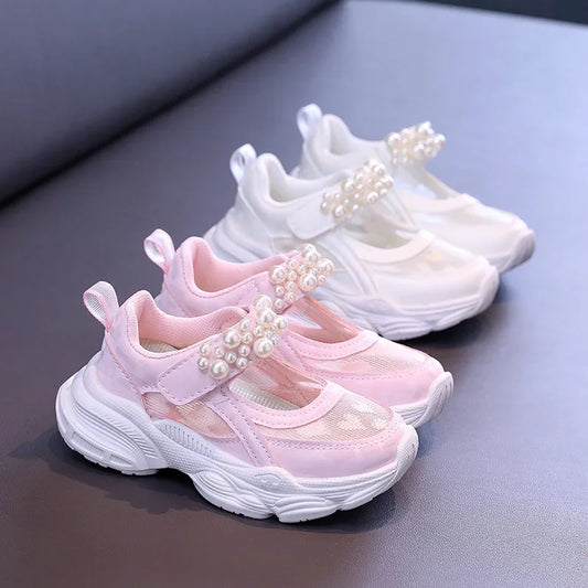 Girls Tennis Mesh Pearl Sports Sneakers