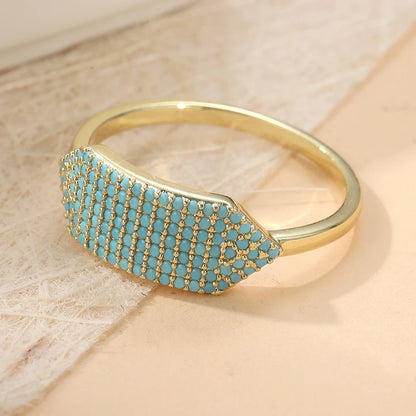 Ethnic Silver Color Inlaid Imitation Geometry Ring