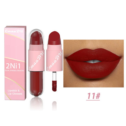 18 Colors 2 in 1 Matte Liquid Purple Lip Glaze Lipsticks