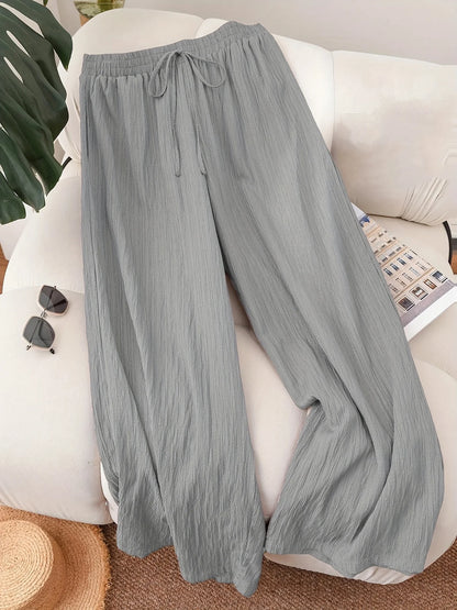 Plus Size Elastic Waist Loose Fit Casual Pants