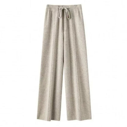 Merino Wool Knitted Wide Leg Soft Warm Cashmere Knit Trousers