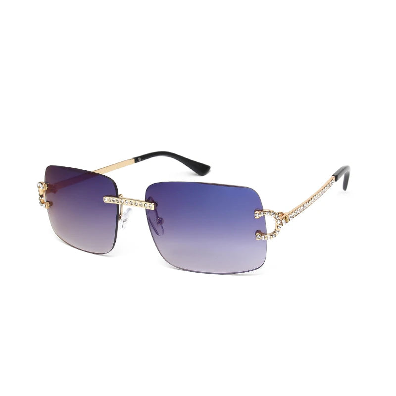 Rimless Square Vintage Diamond Sunglasses