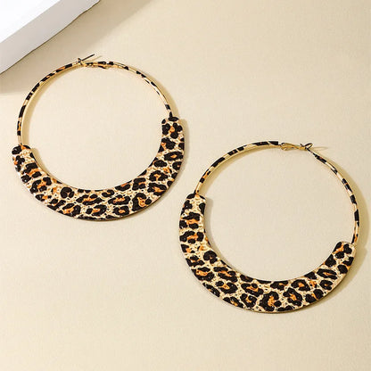 Metal Leopard Print Clip On Hoop Classic Timeless  Earrings