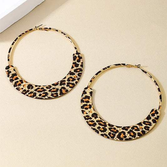 Metal Leopard Print Clip On Hoop Classic Timeless  Earrings