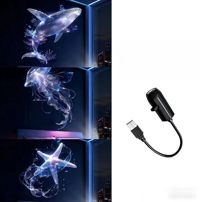 LED USB Projector Light 3/6pcs Projection Night Light
