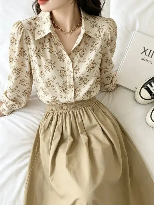 High-Waisted Pleated Long Casual Elegant Skirt